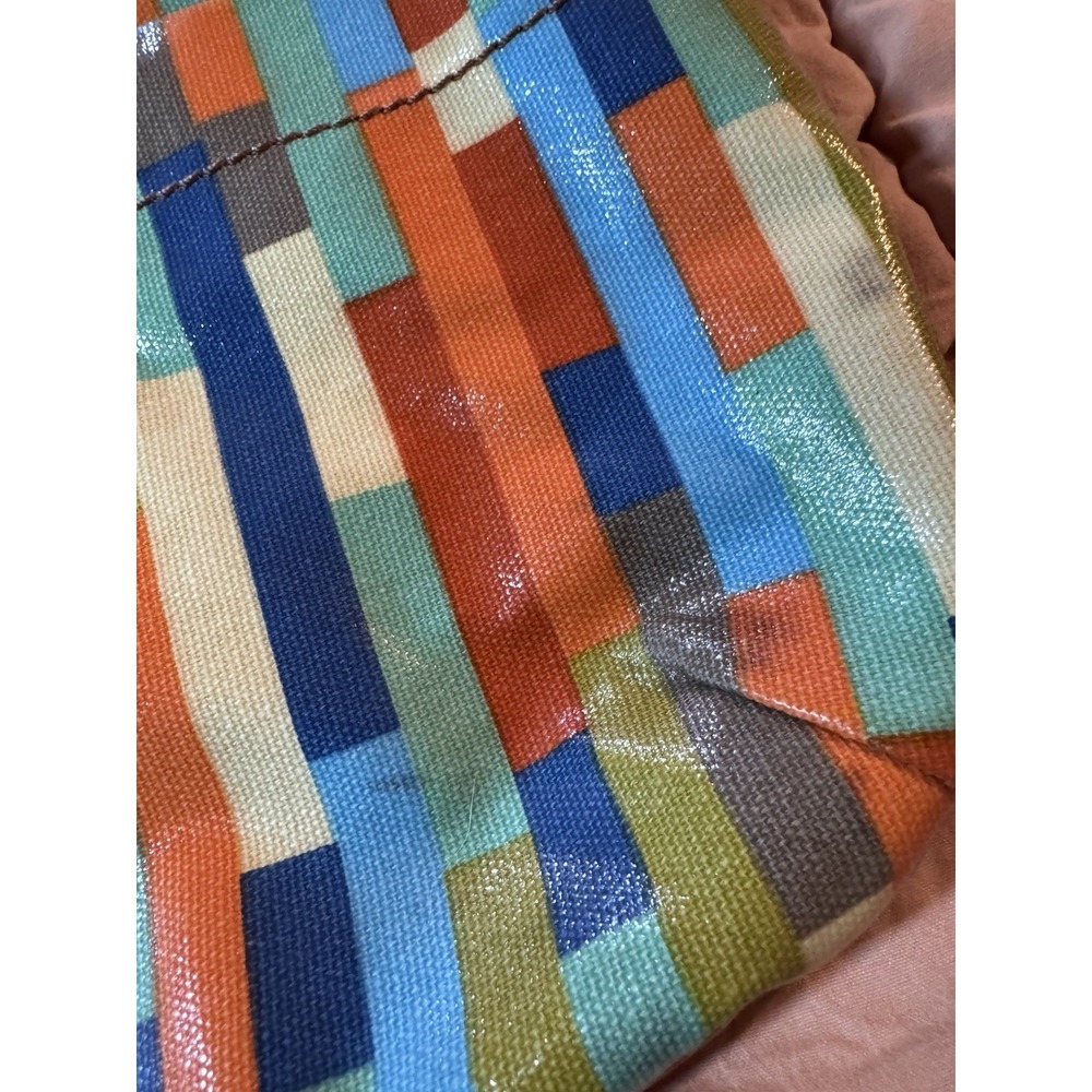 Fossil Crossbody Bag Calypso Key-Per Purse Multi Color Block Coated Canvas Brown - Picture 6 of 16
